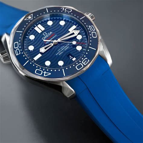 omega watches blue dial|genuine omega seamaster rubber strap.